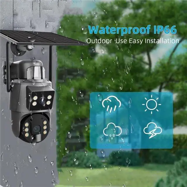 Alt view image 4 of 7 - for UBOX 6MP Solar Security Camera Outdoor, Dual Lens Dome Camera,IP66 Waterproof, Night Vision, Two-Way Audio, Cloud/SD Card Storage Max 128GB(The Memory Card is not Included) Pan-Tilt