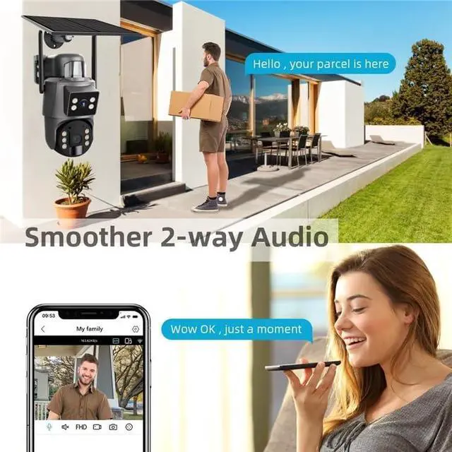 Alt view image 5 of 7 - for UBOX 6MP Solar Security Camera Outdoor, Dual Lens Dome Camera,IP66 Waterproof, Night Vision, Two-Way Audio, Cloud/SD Card Storage Max 128GB(The Memory Card is not Included) Pan-Tilt