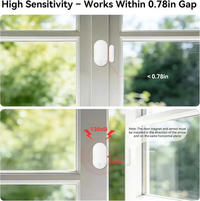 Alt view image 3 of 6 - Burglar Alarms Door Alarms When Opened, Two-Way Door and Window Alarm Door Alarm for Home Security, 2-in-1 Alarm & Chime, 3-Level Volume Control, Door Sensor Alarm (1 Pack)