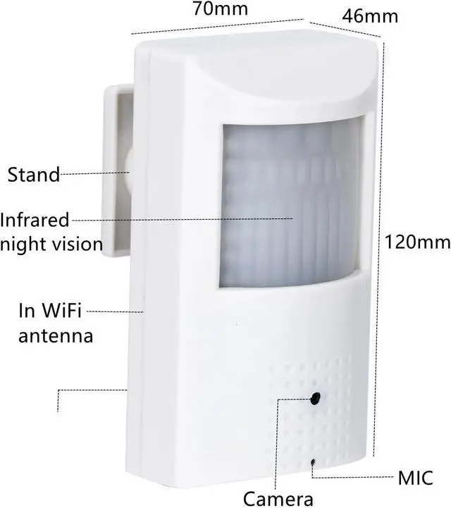 Alt view image 6 of 7 - WiFi TF Slot 2MP 3MP 5MP 2560x1920 PIR Style Indoor IP Camera Invisible 940nm IR LED Built-in MIC(3.6mm,2MP 64G TF Card)