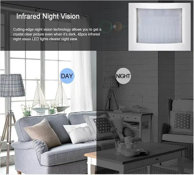 Alt view image 5 of 7 - WiFi TF Slot 2MP 3MP 5MP 2560x1920 PIR Style Indoor IP Camera Invisible 940nm IR LED Built-in MIC(3.6mm,2MP 64G TF Card)
