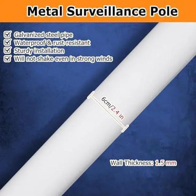 Alt view image 6 of 6 - Adjustable Universal Outdoor Wall-Mount Surveillance Camera Pole, 19.7-78.7in Height for Security Cameras & Street Lights, Easy Install & Dismantle - Light Grey