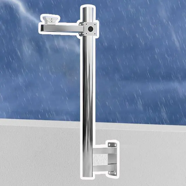 Main image of Stainless Steel Weatherproof Security Camera Pole, 1.2m (3.94ft) Wall Mount Surveillance Flag Pole with Cross Arm for Monitoring & Roof Inspection