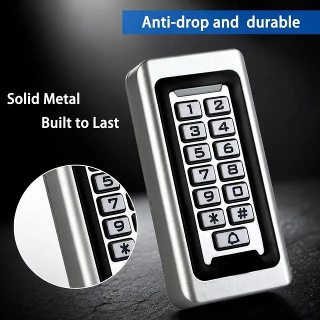 Alt view image 3 of 7 - Complete Security Access Control System Kit 2000-User IP68 Zinc Alloy Keypad, Electric Mortise Lock, 12V Power Supply, Exit Button & 15 RFID Key Fobs All-in-One for Home/Office/Apartment