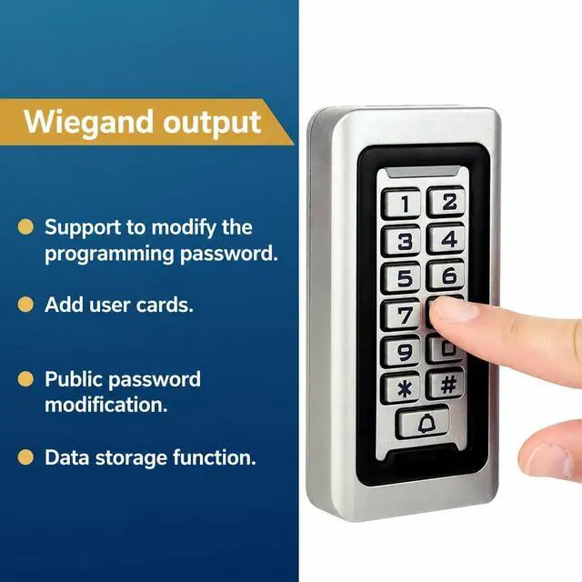 Alt view image 7 of 7 - Complete Security Access Control System Kit 2000-User IP68 Zinc Alloy Keypad, Electric Mortise Lock, 12V Power Supply, Exit Button & 15 RFID Key Fobs All-in-One for Home/Office/Apartment