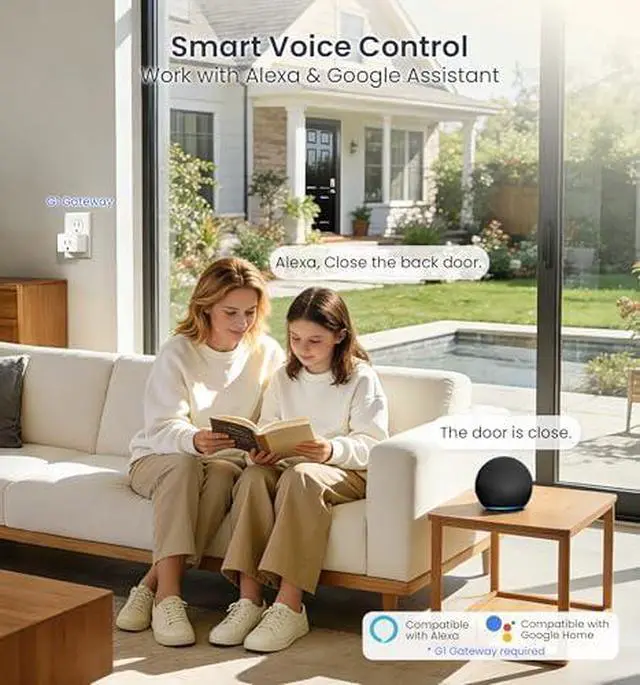 Alt view image 7 of 7 - Veise VE017-L+VE017-K Fingerprint Smart Door Lock, App Control, Keyless Entry Front Door Lock Set, Emergency Power Port, Easy Install, Auto-Lock, Satin Nickel