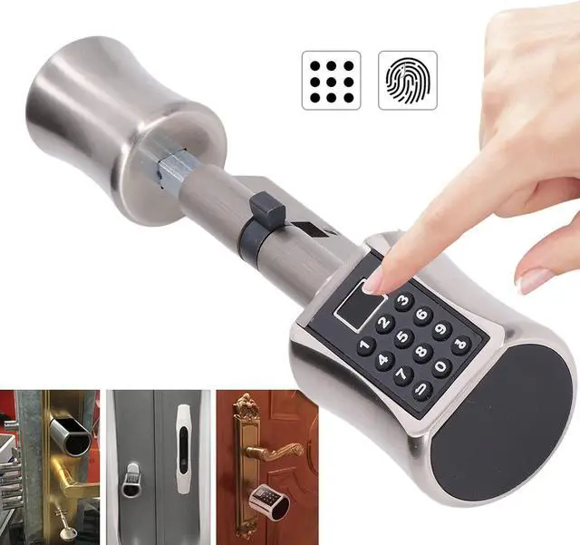 Alt view image 4 of 7 - Generic Smart Lock Cylinder, Biometric Fingerprint Password Electronic Safety Lock with Virtual Anti and 360 Degree Recognition, for Security Doors Wooden Doors Glass 40mm to