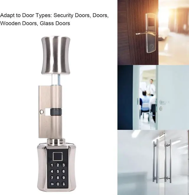 Alt view image 2 of 7 - Generic Smart Lock Cylinder, Biometric Fingerprint Password Electronic Safety Lock with Virtual Anti and 360 Degree Recognition, for Security Doors Wooden Doors Glass 40mm to