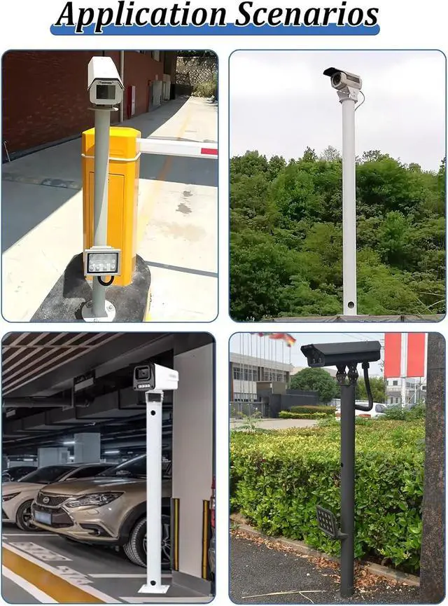 Alt view image 6 of 7 - Security Camera Pole Freestanding Security Camera Pole Outdoor, Ground Mount CCTV Monitor Rod for Gun Cameras, Parking Lot/Driveway/Garden Surveillance Column(Dark Grey,0.5m/1.6ft)