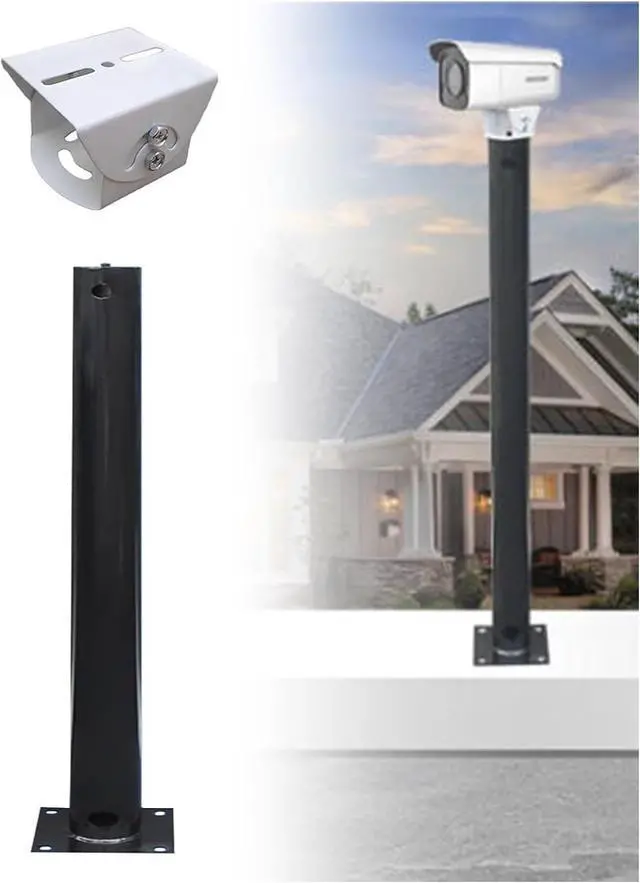 Main image of Universal Weatherproof Security Camera Pole Stand, 120cm/47.24in Commercial Surveillance Bracket for Outdoor Monitoring - Durable Black Security Camera Mount
