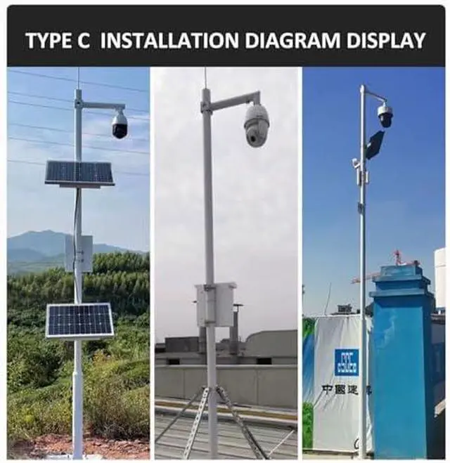 Alt view image 3 of 7 - Universal Heavy-Duty Outdoor CCTV Security Camera Mount Bracket Extender Pole,Outdoor Monitor Security Surveillance Cameras Ground Mount Stand, Weatherproof Metal Surveillance Camera Rack Po