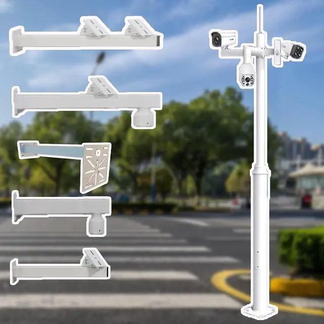 Main image of 5 Cross Arms Security Camera Pole for Traffic - Adjustable Multi-Angle Surveillance, Weatherproof Universal Camera Mount 3.3ft (1m) Tall for Enhanced Security