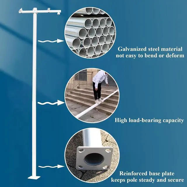 Alt view image 3 of 6 - Weather-Resistant Adjustable Patio Surveillance Camera Pole - Durable Ground Mount Security Camera Stand, 3.3ft/5ft/6.6ft Heights for Dome Cameras (1.5m/4.9ft)