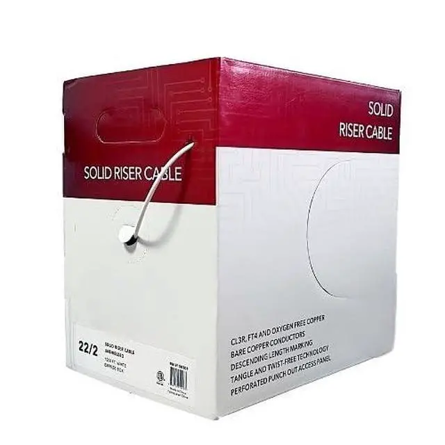 Alt view image 2 of 2 - RN-9100101 22/2 Solid Riser Security Cable, CL3R Unshielded, 1000 Ft, White, for Low-Voltage Alarm Systems