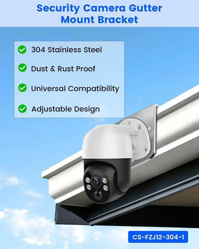 Alt view image 2 of 7 - Steel Security Camera Gutter Mount, Adjustable Outdoor Camera Bracket