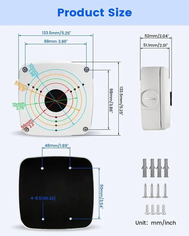 Alt view image 3 of 7 - KU-PFA122 Security Camera Junction Box Compatible with Dah Bullet Cameras