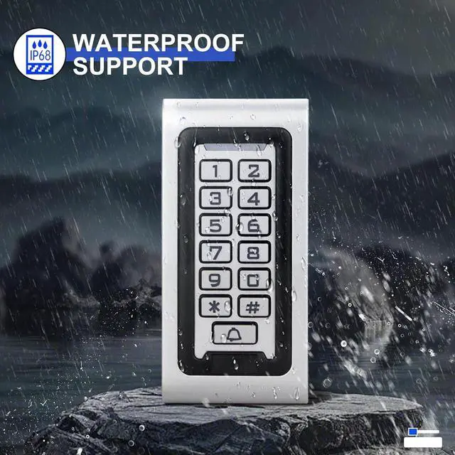 Alt view image 3 of 7 - 125kHz RFID Access Control System Choose S601 Metal (IP68, 2000 Users) or T12 (1000 Users) Controller, Includes 10 Blue ID Keyfobs for Office, Home, Warehouse Security (s601+10id)