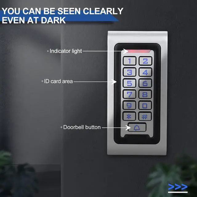Alt view image 6 of 7 - 125kHz RFID Access Control System Choose S601 Metal (IP68, 2000 Users) or T12 (1000 Users) Controller, Includes 10 Blue ID Keyfobs for Office, Home, Warehouse Security (s601+10id)