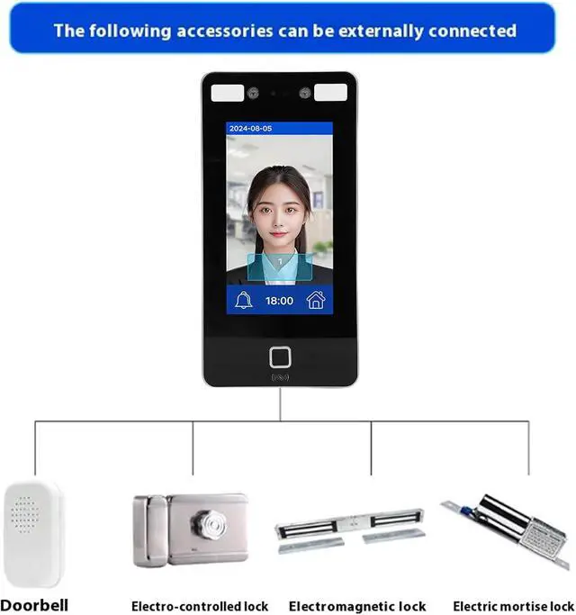Alt view image 5 of 7 - ITEFDTUTNE Access Control Time Attendance Machine, Visible Dynamic Facial Recognition with 2000 User Capacity and Networked Devices, for Office Factory Hotel School Restaurant
