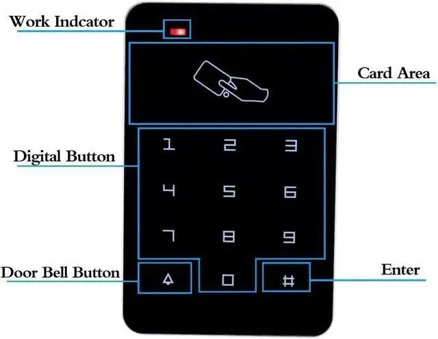 Alt view image 4 of 7 - RFID Access Control Kit, Standalone System with 180kg Magnetic Lock, Power Supply, Exit Button, 10 Key Fobs,1000 Users,DC12V for Office Apartment Hotel