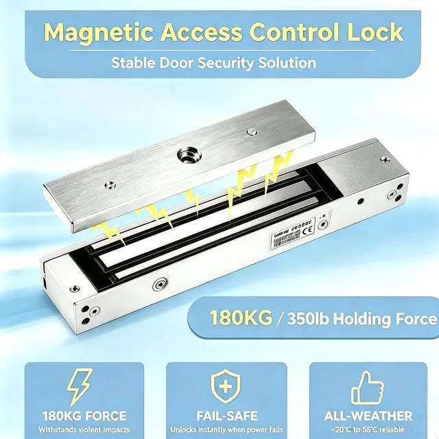 Alt view image 6 of 7 - RFID Access Control Kit, Standalone System with 180kg Magnetic Lock, Power Supply, Exit Button, 10 Key Fobs,1000 Users,DC12V for Office Apartment Hotel