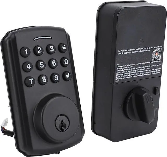 Alt view image 2 of 7 - Door Keypad Lock, Home Security Lock with 20 User Codes and App Control, IP54 Weather Keyless Electronic Lock for Apartment Short Term Rental