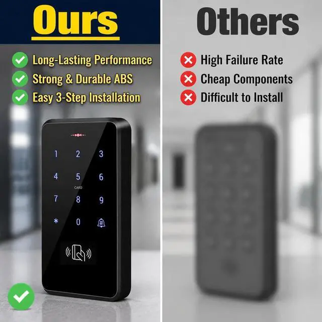 Alt view image 5 of 7 - RFID Door Access Control System Kit with 280KG/600lbs Magnetic Lock, IP68 Waterproof Keypad, 3000 Users, 12V/3A Power Supply, Exit Button & 10 Key Fobs, for Home Office Apartment