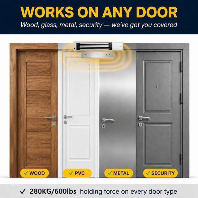 Alt view image 7 of 7 - RFID Door Access Control System Kit with 280KG/600lbs Magnetic Lock, IP68 Waterproof Keypad, 3000 Users, 12V/3A Power Supply, Exit Button & 10 Key Fobs, for Home Office Apartment