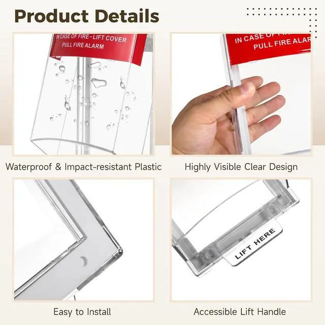 Alt view image 3 of 5 - Manual Pull Switch Protector For Fire Alarm, Clear Call Point Guard, Waterproof Dustproof Switch Case For Office, School, Mall