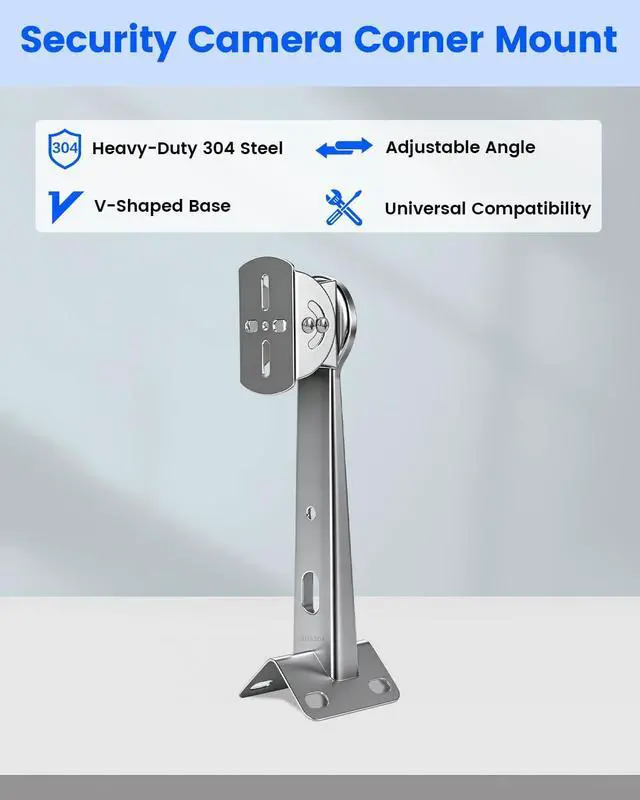 Alt view image 2 of 7 - 304 Stainless Steel Adjustable Security Camera Corner Mounting Bracket