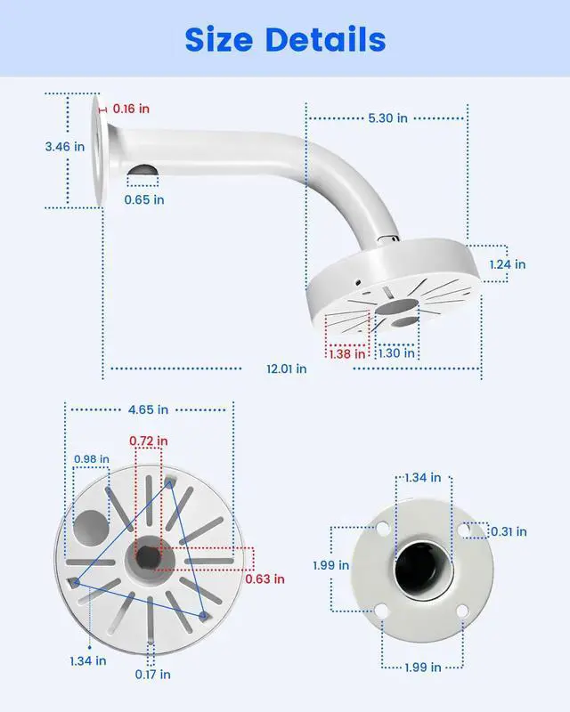 Alt view image 3 of 7 - Universal L-Type Metal Security Camera Wall Mount Bracket