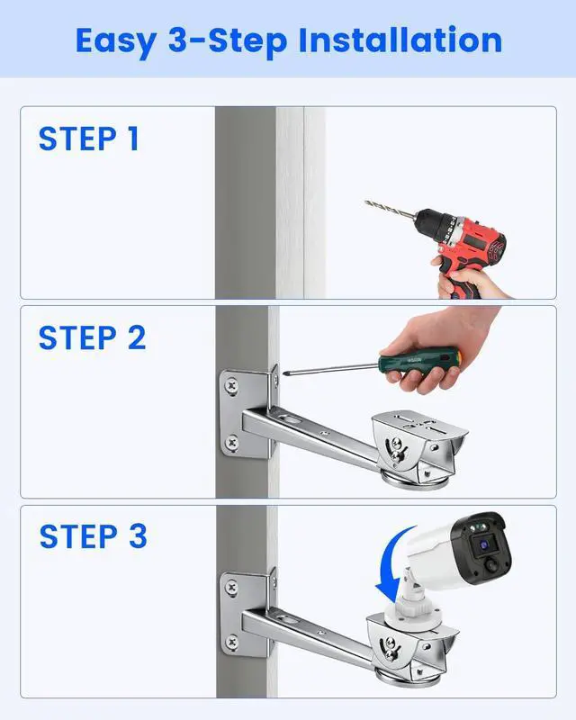 Alt view image 4 of 7 - 304 Stainless Steel Adjustable Security Camera Corner Mounting Bracket