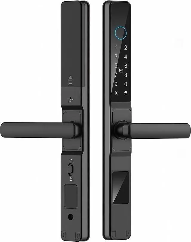 Main image of Tuya Wifi APP Waterproof Smart Fingerprint Lock Password Card Aluminum Sliding Door Lock For Outdoor Pull Push Sliding Door(B-2885-Long)
