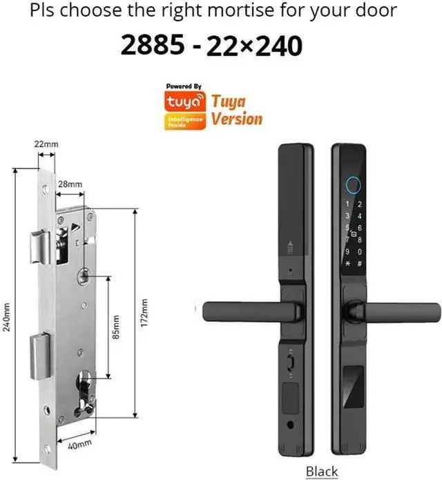 Alt view image 2 of 6 - Tuya Wifi APP Waterproof Smart Fingerprint Lock Password Card Aluminum Sliding Door Lock For Outdoor Pull Push Sliding Door(B-2885-Long)