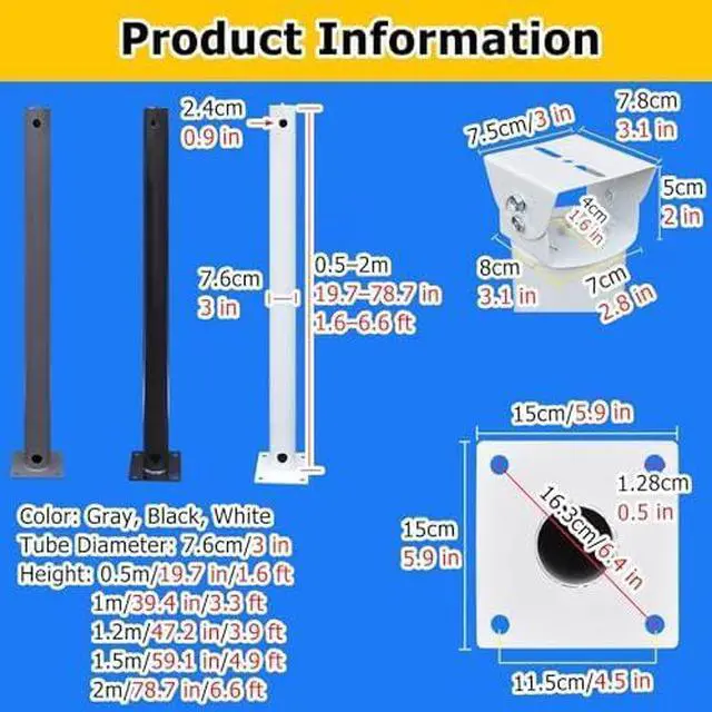 Main image of Outdoor Surveillance Pole - 360° Adjustable Mounting Bracket for Residential Security Cameras