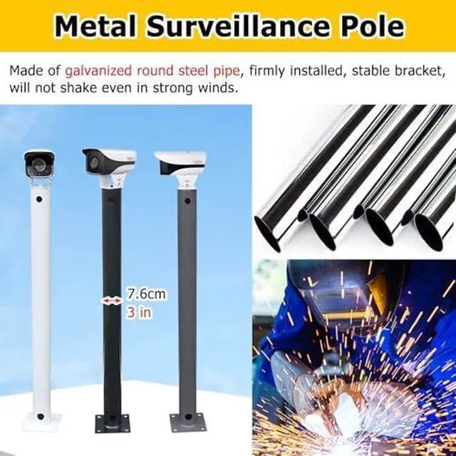 Alt view image 2 of 5 - Outdoor Surveillance Pole - 360° Adjustable Mounting Bracket for Residential Security Cameras