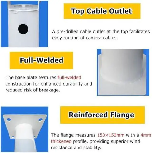 Alt view image 3 of 5 - Outdoor Surveillance Pole - 360° Adjustable Mounting Bracket for Residential Security Cameras