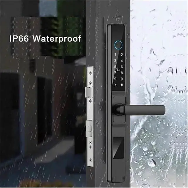 Alt view image 6 of 6 - Tuya Wifi APP Waterproof Smart Fingerprint Lock Password Card Aluminum Sliding Door Lock For Outdoor Pull Push Sliding Door(B-2885-Long)