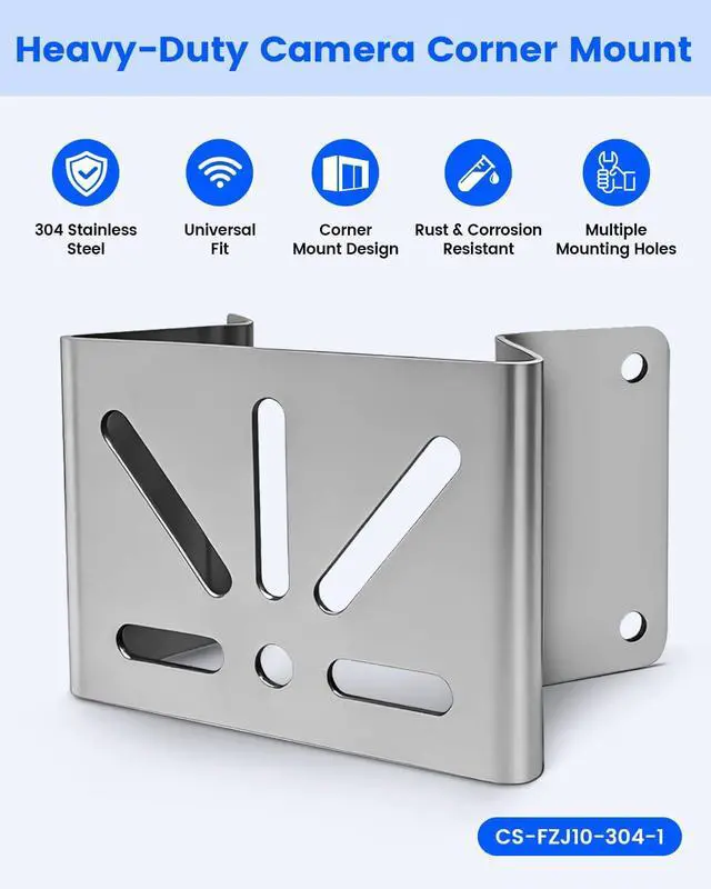 Alt view image 2 of 7 - Universal Steel Security Camera Corner Mount Bracket, Camera Corner Adapter