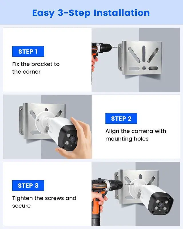Alt view image 6 of 7 - Universal Steel Security Camera Corner Mount Bracket, Camera Corner Adapter
