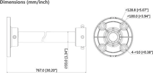 Main image of PFB220C Ceiling Mount Extension Bracket, 30-Inch Fixed Pole, White