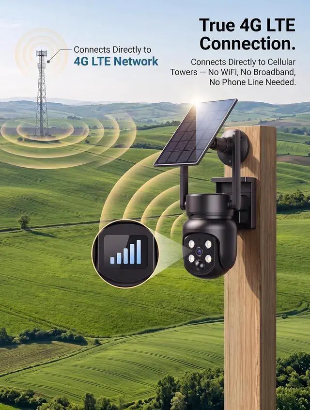 Alt view image 3 of 7 - Heyall Cellular Security Camera for Farm: 4G Long-Term Stable Performance
