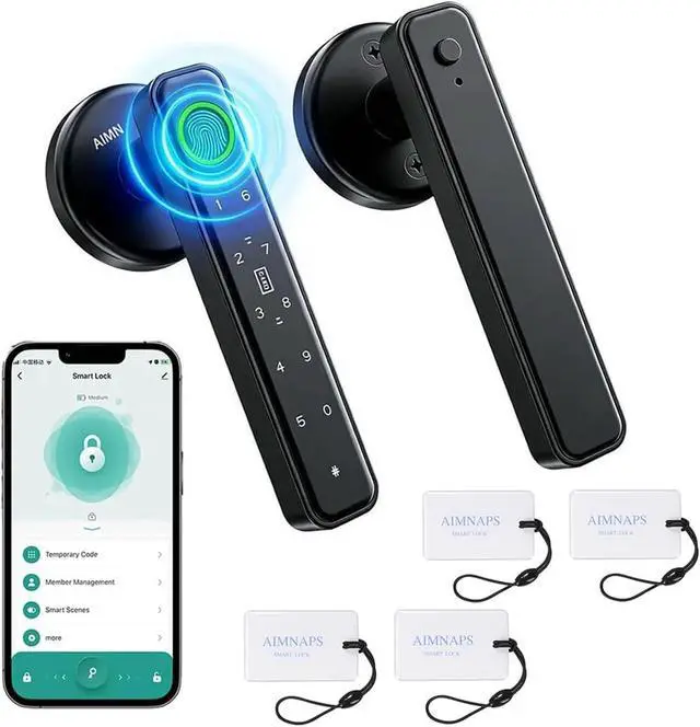 Alt view image 2 of 6 - Fingerprint Door Lock, Door Locks for Bedroom, Keyless Entry Door Knob with Handle