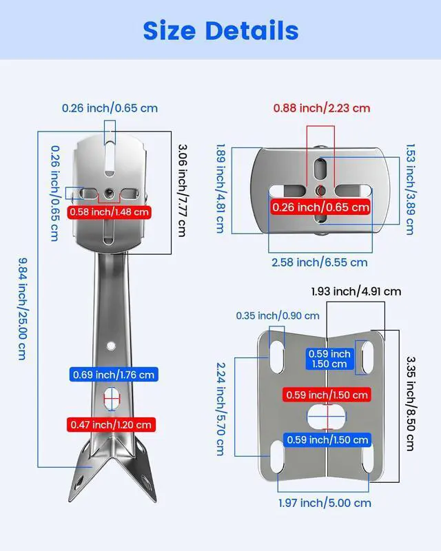 Alt view image 6 of 7 - 304 Stainless Steel Adjustable Security Camera Corner Mounting Bracket