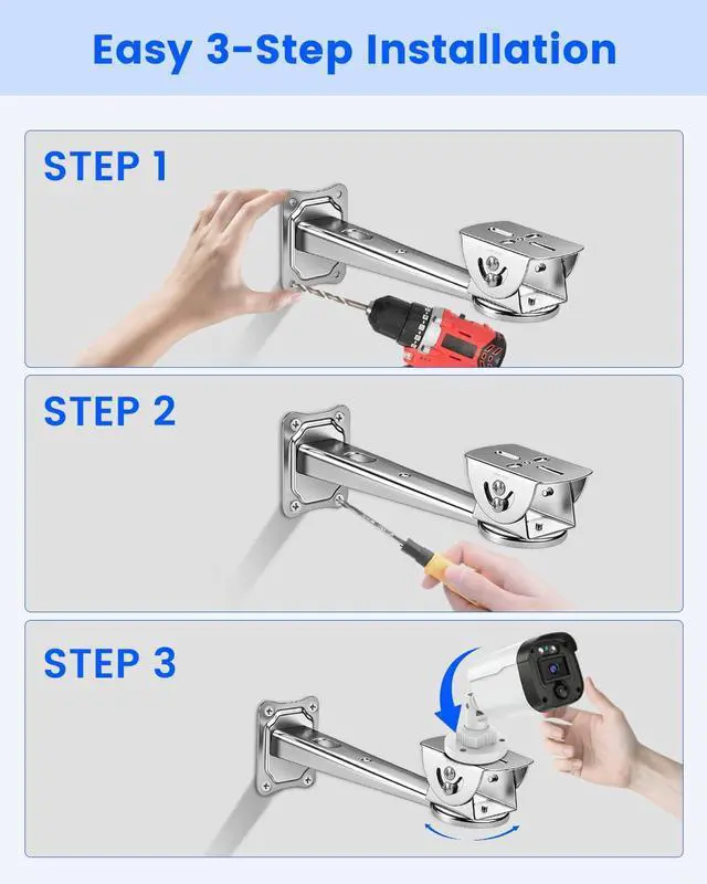 Alt view image 4 of 7 - Security Camera Bracket, Heavy Duty Wall Mount Holder for Bullet Cameras