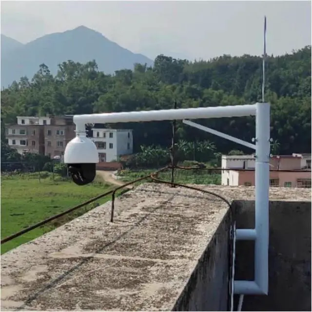 Main image of Pole Mount 360 Camera Mounting Post, Security Camera Poles for Outside, Heavy-Duty Surveillance CCTV Pole for School/Parking Lot/Mall/Community/Factory(White-L 1.4m/55in,H 1.2m/47in)