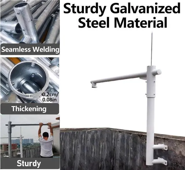 Alt view image 5 of 7 - Pole Mount 360 Camera Mounting Post, Security Camera Poles for Outside, Heavy-Duty Surveillance CCTV Pole for School/Parking Lot/Mall/Community/Factory(White-L 1.4m/55in,H 1.2m/47in)