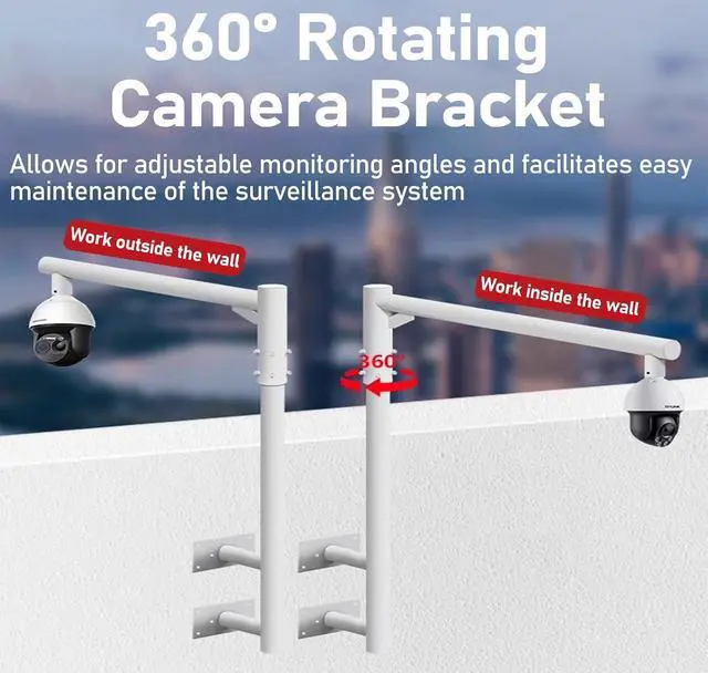 Alt view image 6 of 7 - Pole Mount 360 Camera Mounting Post, Security Camera Poles for Outside, Heavy-Duty Surveillance CCTV Pole for School/Parking Lot/Mall/Community/Factory(White-L 1.4m/55in,H 1.2m/47in)