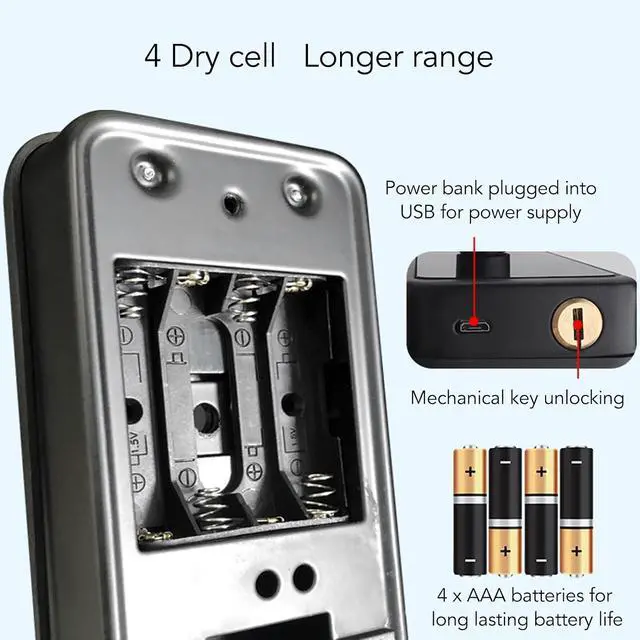 Alt view image 4 of 7 - Smart Security Electronic Door Lock,Door Smart Lock Fingerprint Password IC Card Key Anti-Theft APP Control Entry Lock for Home Security
