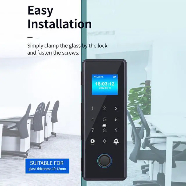 Main image of Smart WiFi Lock Fingerprint Door Lock 1.77 Inch Color Screen Tuya APP Control Password IC Card Temporary Key Dual Hook Latch 2.5D Acrylic Panel 100 Fingerprints 10000 Access